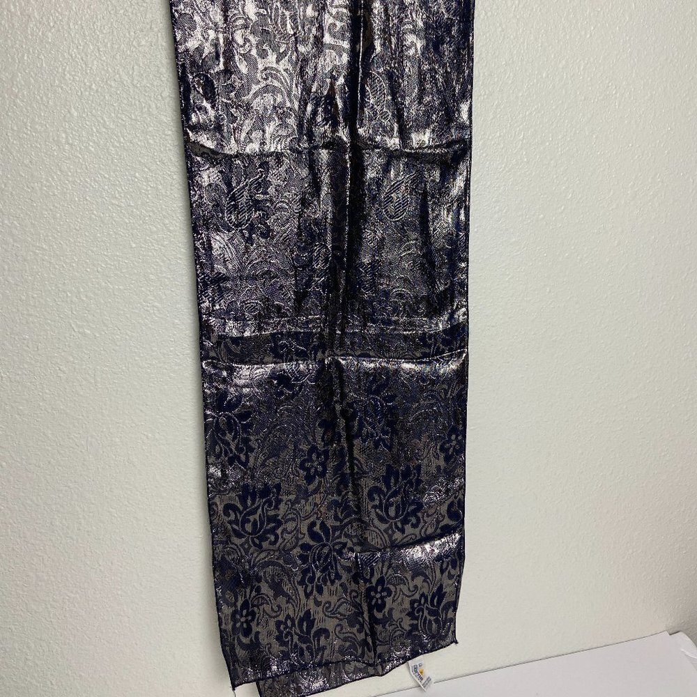 Vintage Liz Claiborne Shiny Navy Silver Metallic